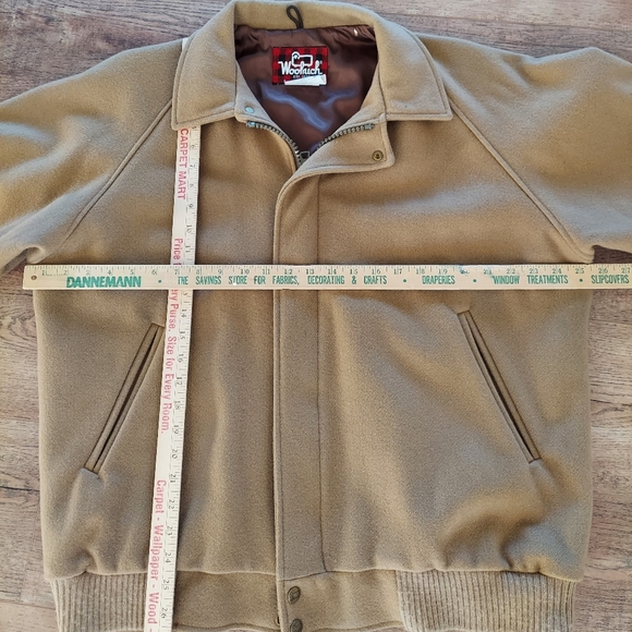 Vintage WOOLRICH Wool Coat Flight Jacket Tan Lined Large Made in USA Blouson EUC - Picture 5 of 16